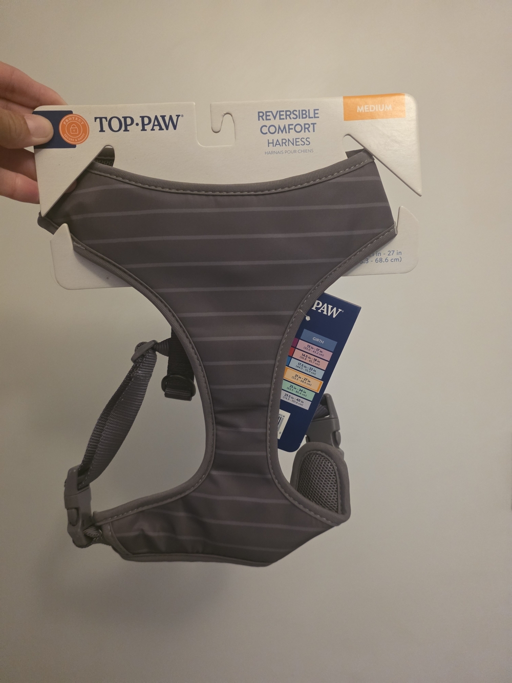 Top Paw Reversible Comfort Harness - Gray with Subtle Stripe